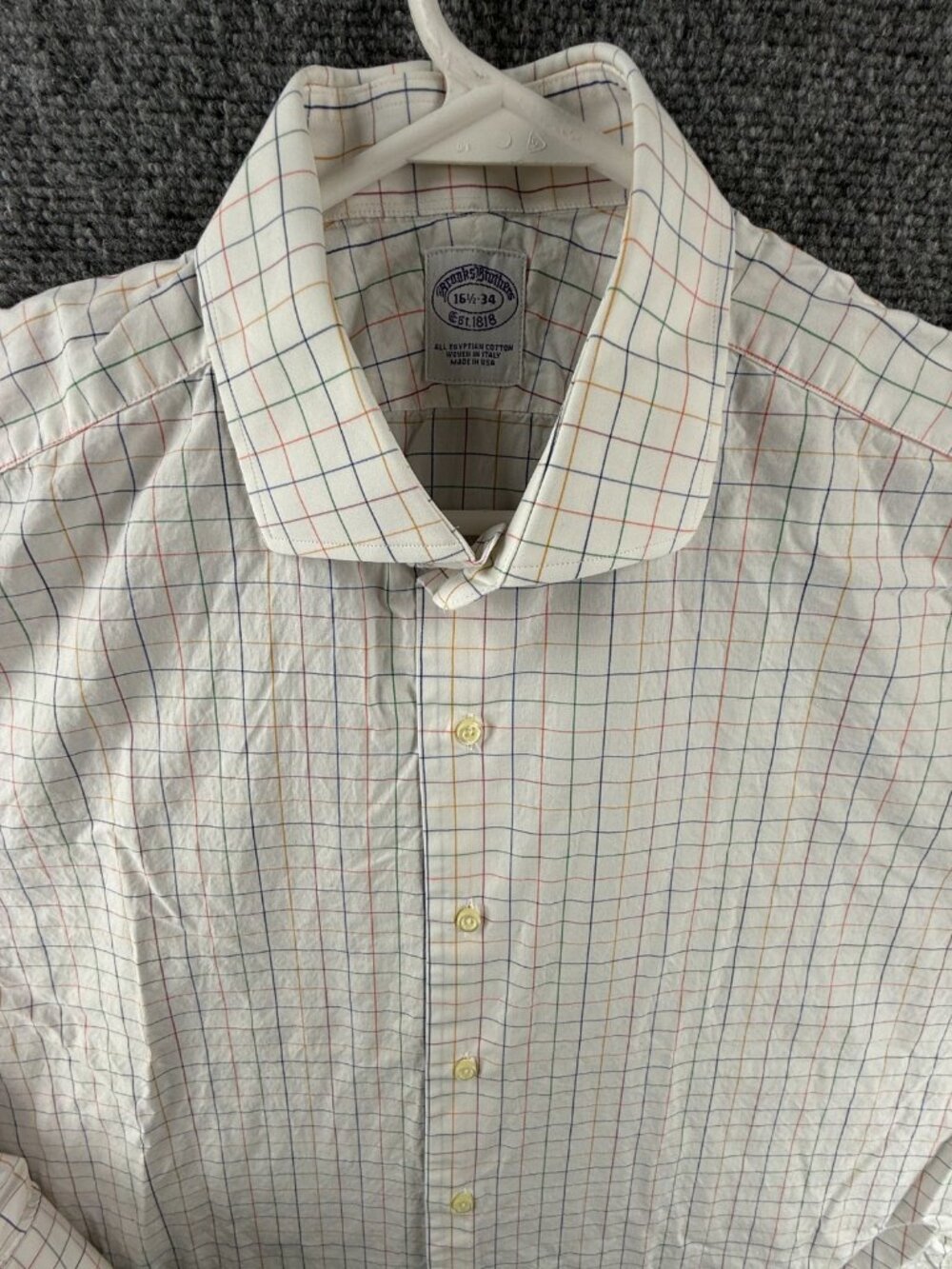 Brooks Brothers 16.5 34 All Cotton USA Check Button Up Long Sleeve Colorful Men